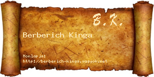 Berberich Kinga névjegykártya